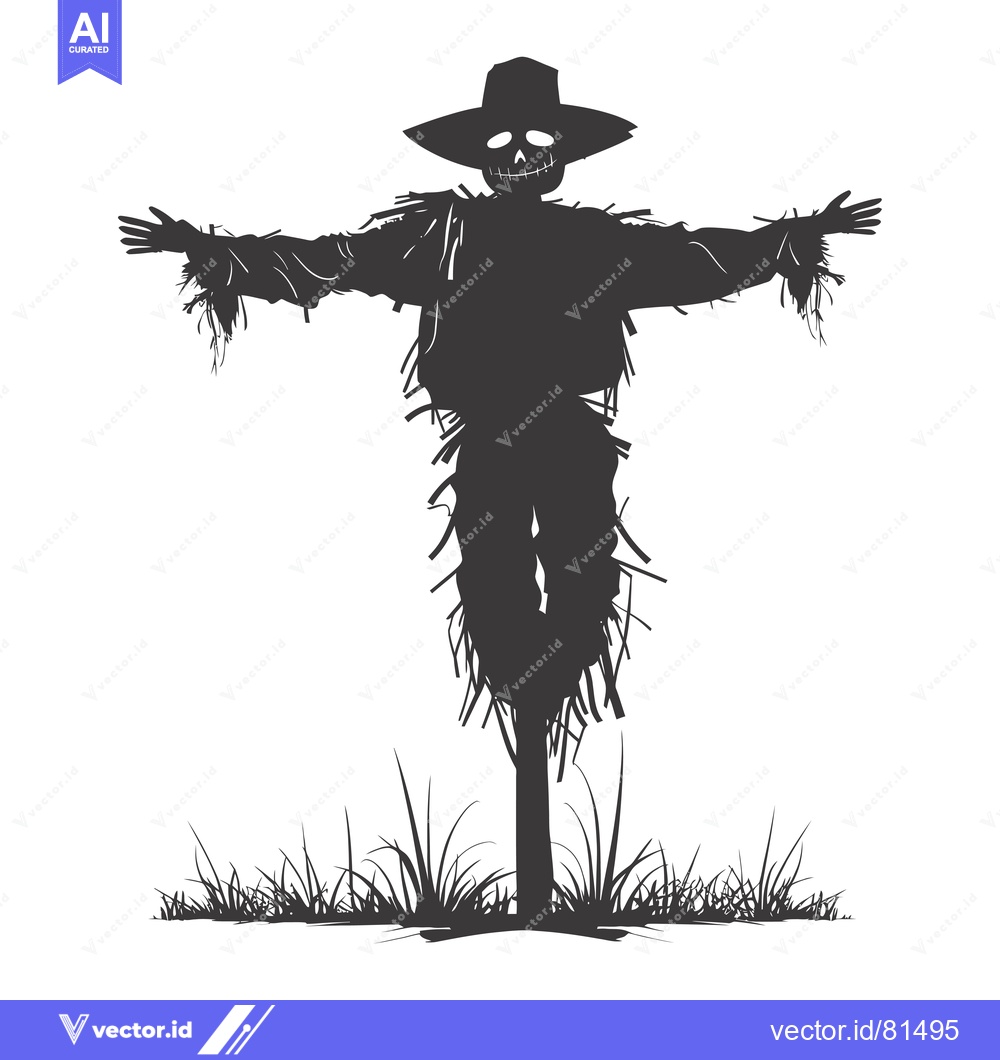 Premium Vector of Silhouette of a Scarecrow with a Spooky Smile