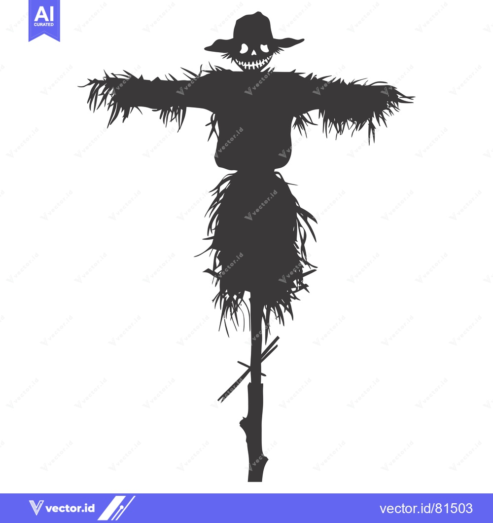 Premium Vector dari A Silhouette of a Creepy Scarecrow with a Grinning Face