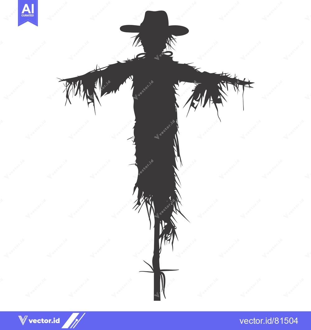 Premium Vector dari Silhouette of a Scarecrow with a Wide-Brimmed Hat