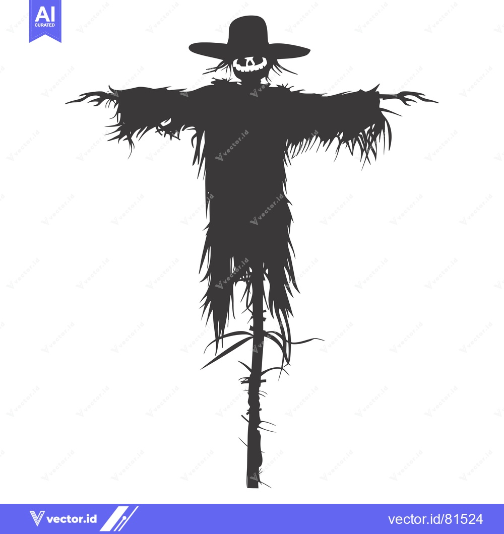 Premium Vector dari Silhouette of a grinning scarecrow with outstretched arms