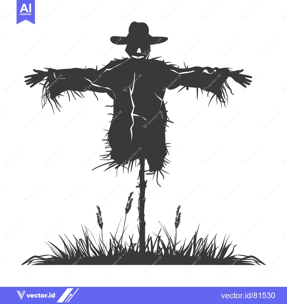 Premium Vector of Silhouette of a Scarecrow Standing in a Field