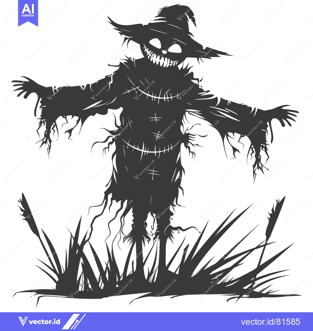 Premium Vector dari A menacing, shadowy scarecrow with outstretched arms
