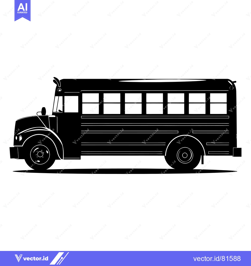 Premium Vector dari Black and White Silhouette of a School Bus