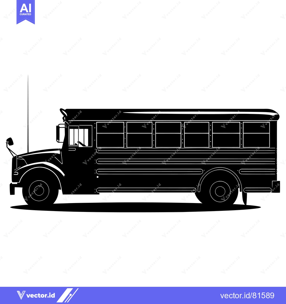 Premium Vector dari Black and White Silhouette of a School Bus