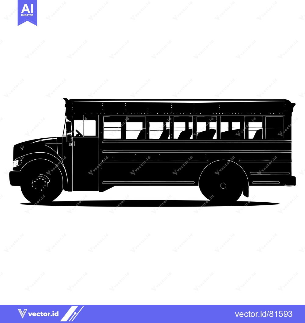 Premium Vector dari Black and White Silhouette of a School Bus