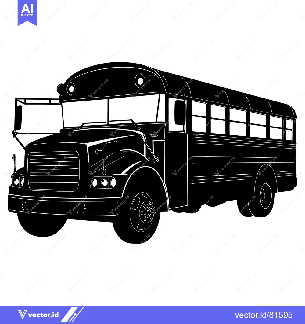 Premium Vector dari Black and White Silhouette of a School Bus