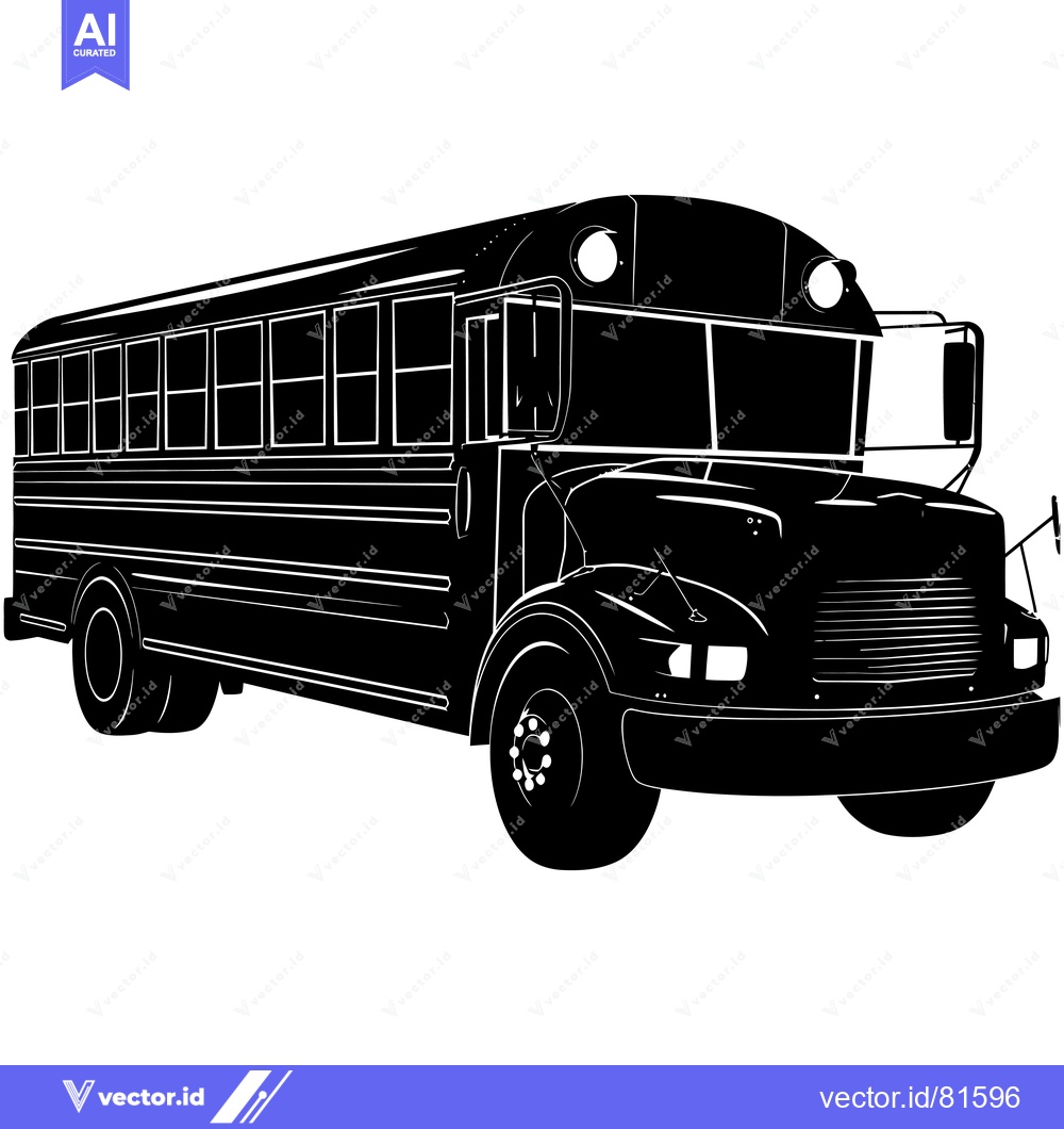 Premium Vector of Black and white silhouette of a school bus