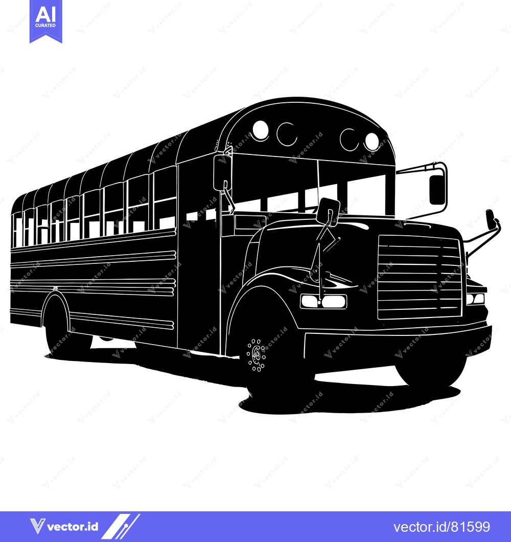 Premium Vector of Black and white silhouette of a school bus