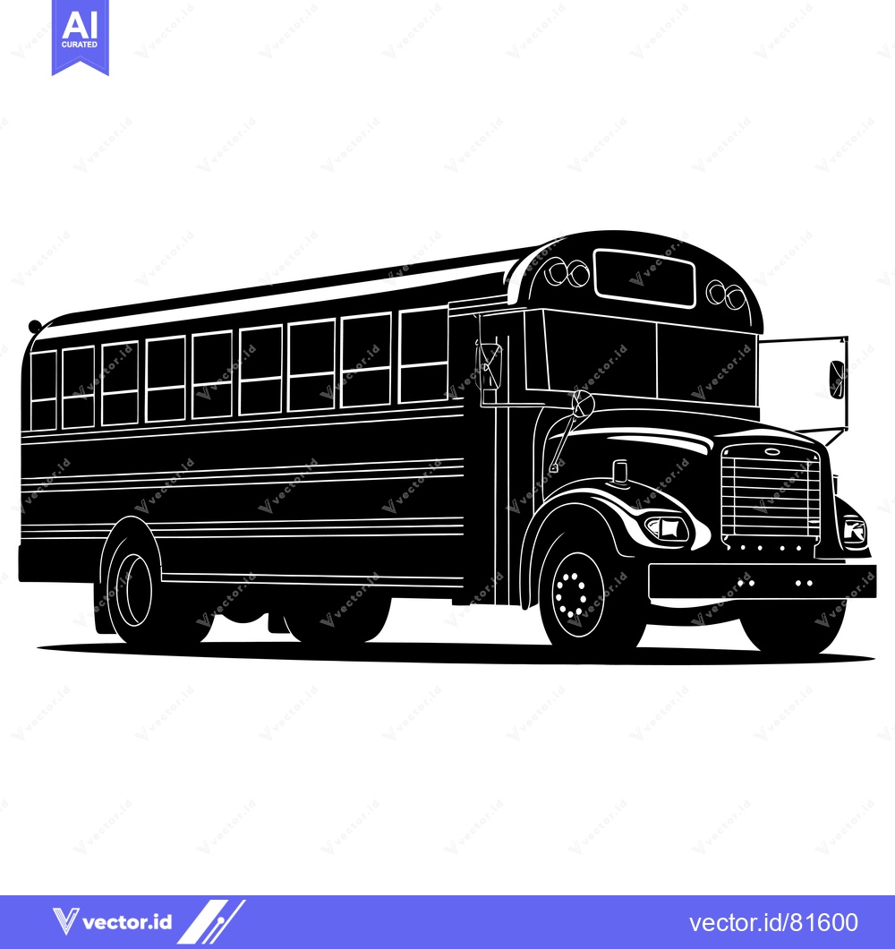 Premium Vector of Black and White Silhouette of a School Bus
