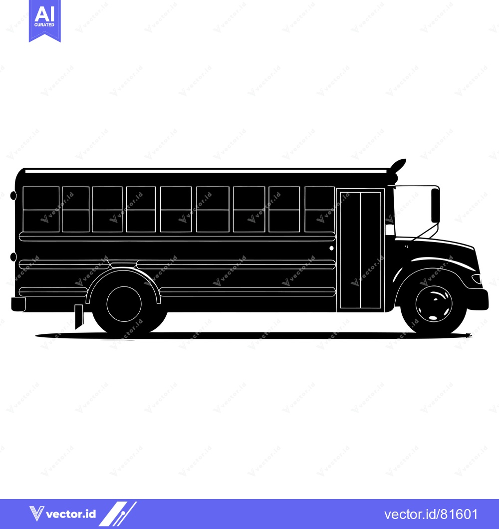 Premium Vector dari Black and White Silhouette of a School Bus