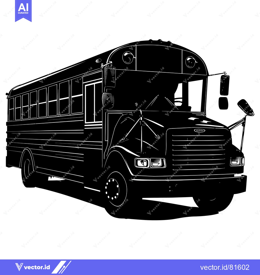 Premium Vector dari Black and White Silhouette of a School Bus