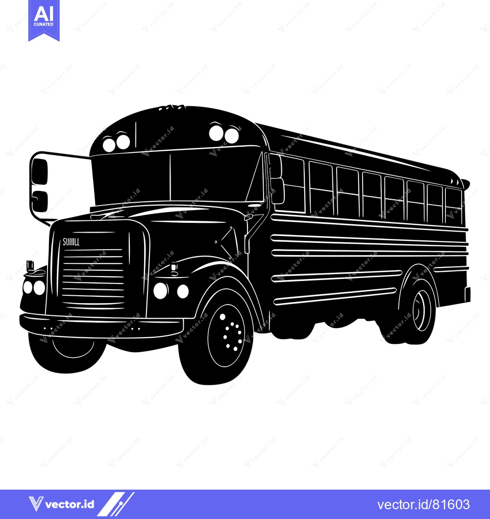 Premium Vector dari Black and White Silhouette of a School Bus