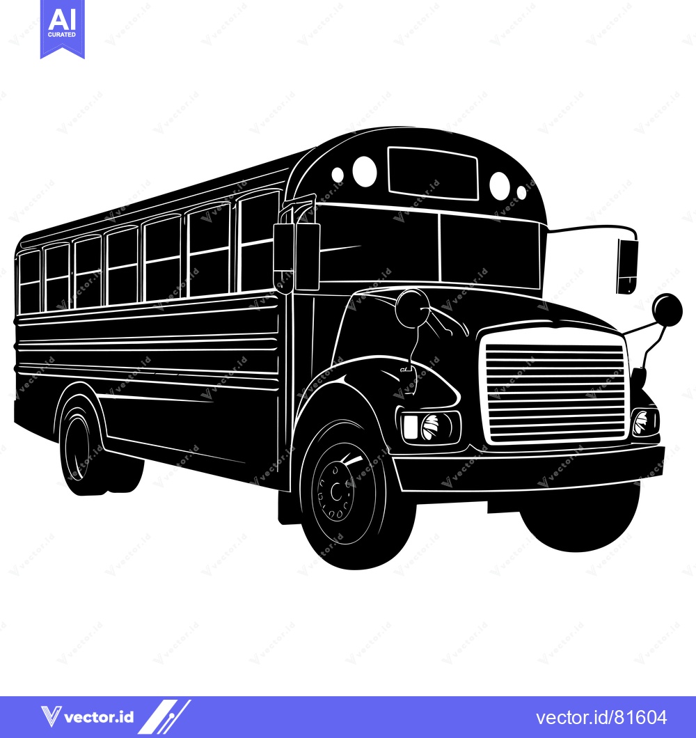 Premium Vector dari Black and White Silhouette of a School Bus