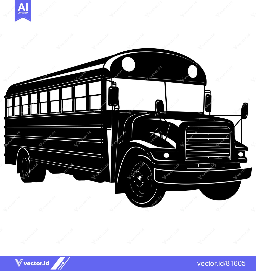 Premium Vector dari Black and White Silhouette of a School Bus