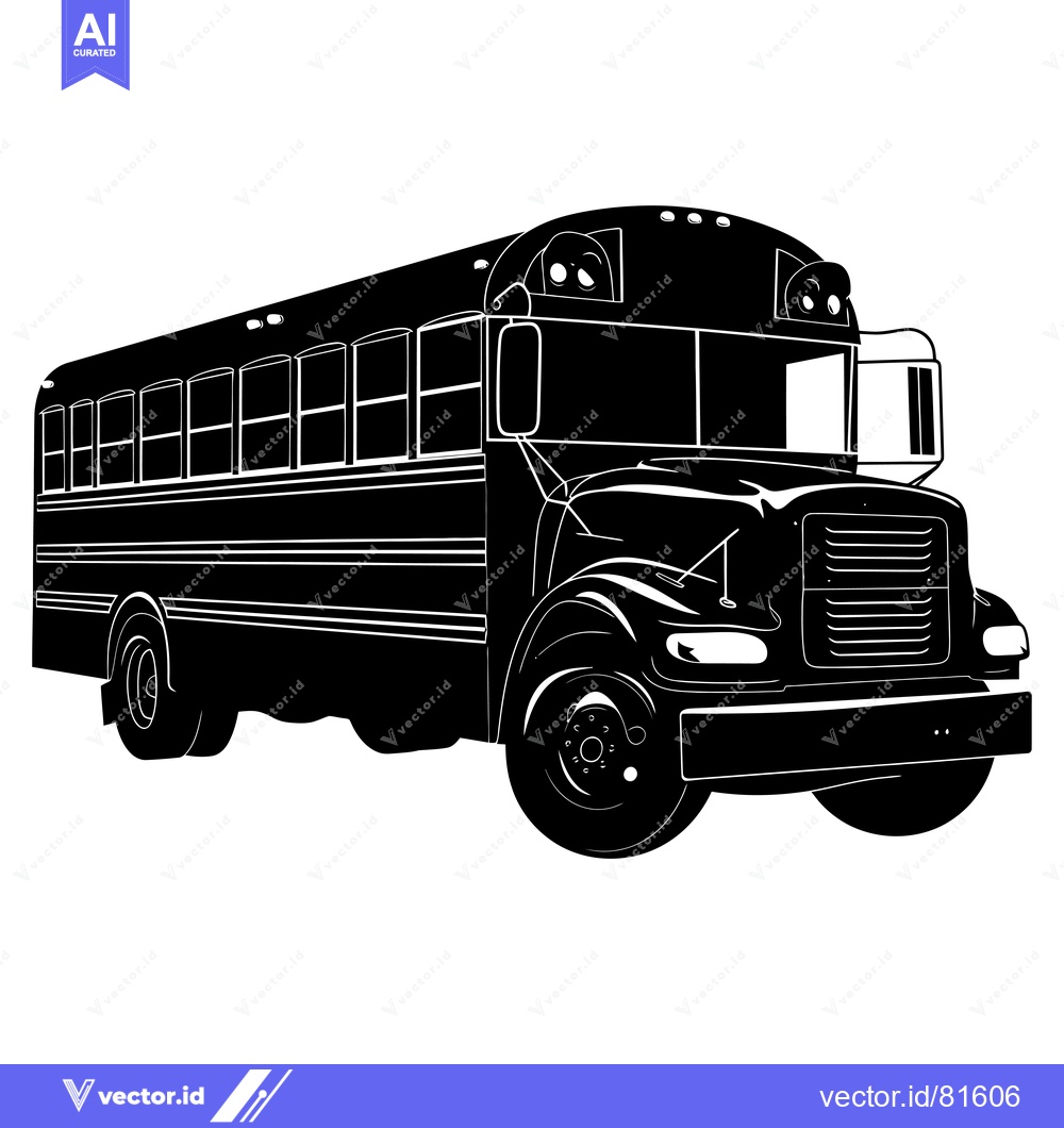 Premium Vector of Black and White Silhouette of a School Bus