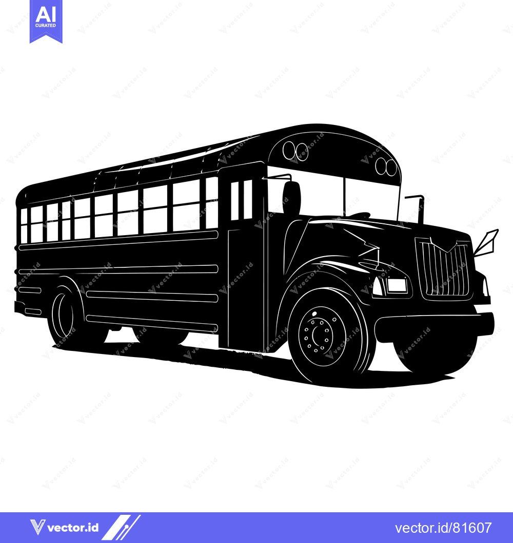 Premium Vector dari A Silhouette of a School Bus with Rounded Roof and Large Wheels