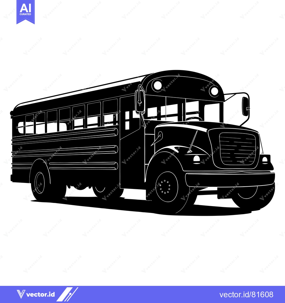 Premium Vector of Black and White Silhouette of a School Bus