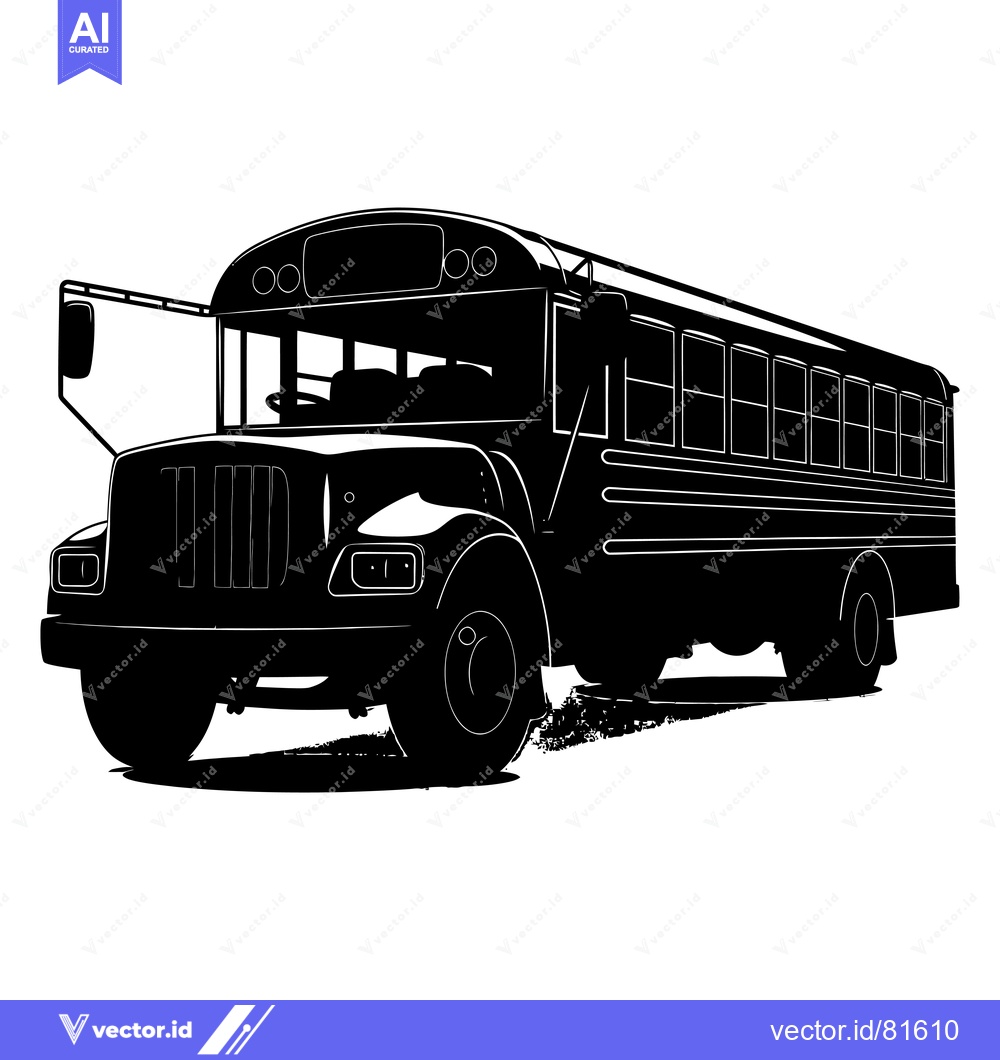 Premium Vector of Black and White Silhouette of a School Bus