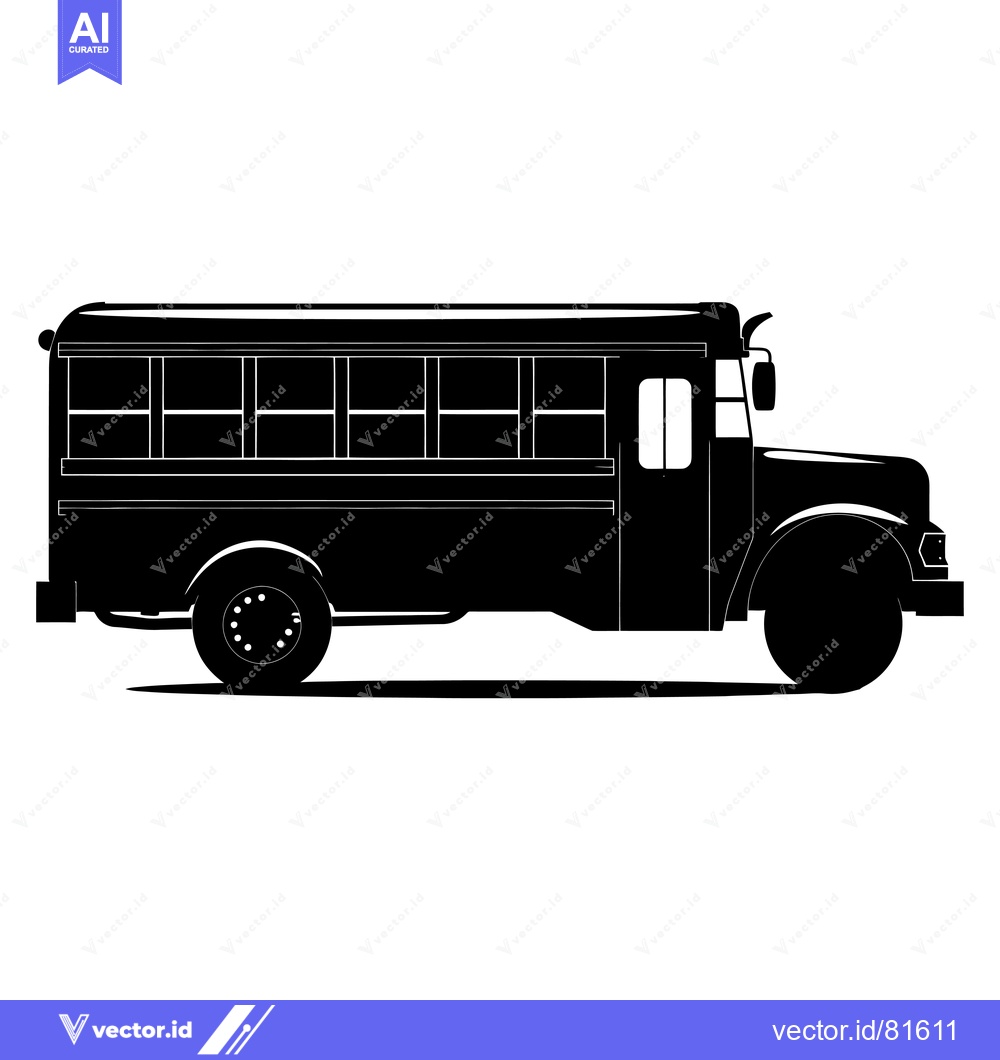 Premium Vector dari Black and white silhouette of a school bus viewed from the side