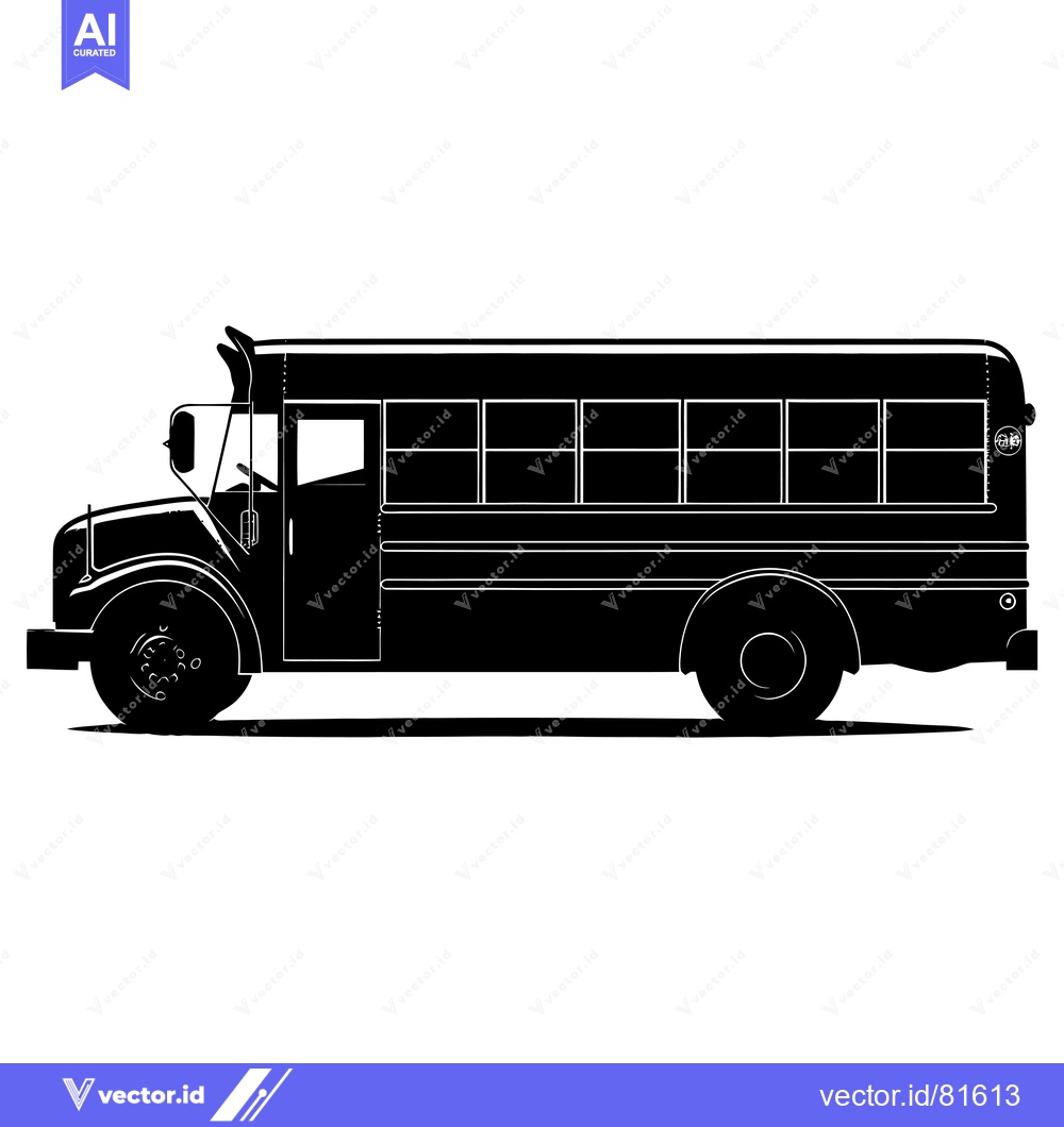 Premium Vector dari Black and White Silhouette of a School Bus