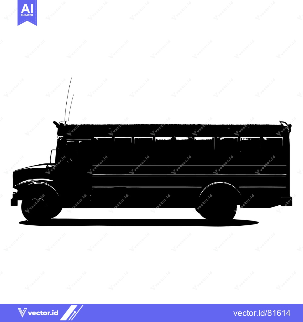 Premium Vector dari Black and White Silhouette of a School Bus