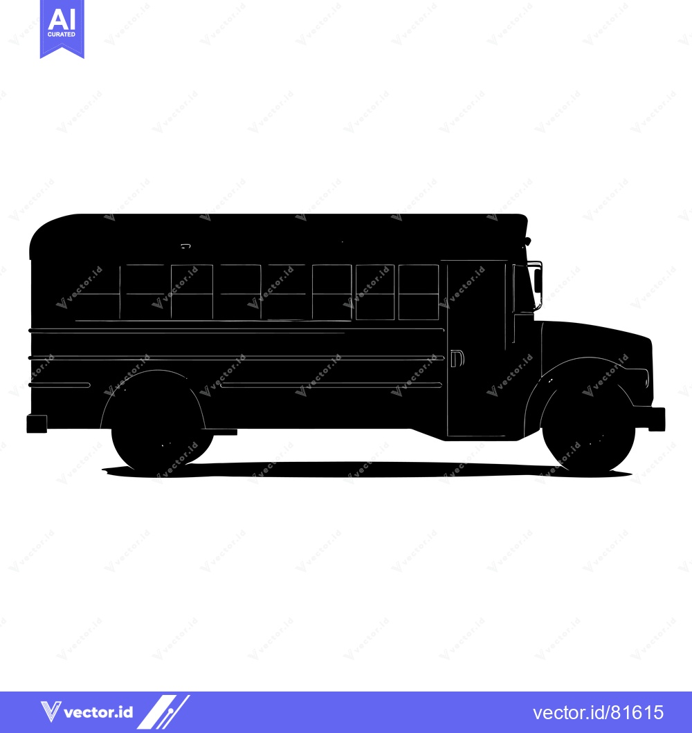 Premium Vector dari Black and White Silhouette of a School Bus