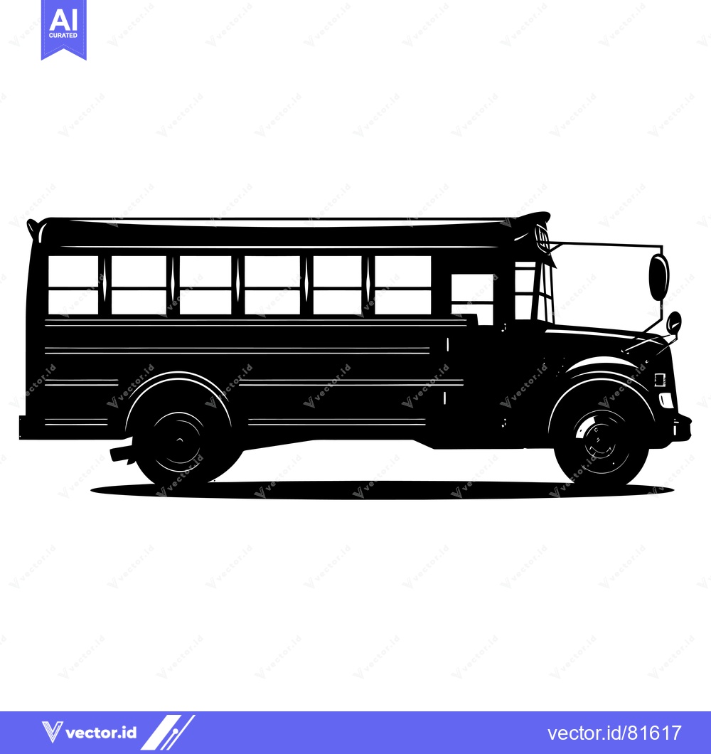 Premium Vector of Black and White Silhouette of a School Bus