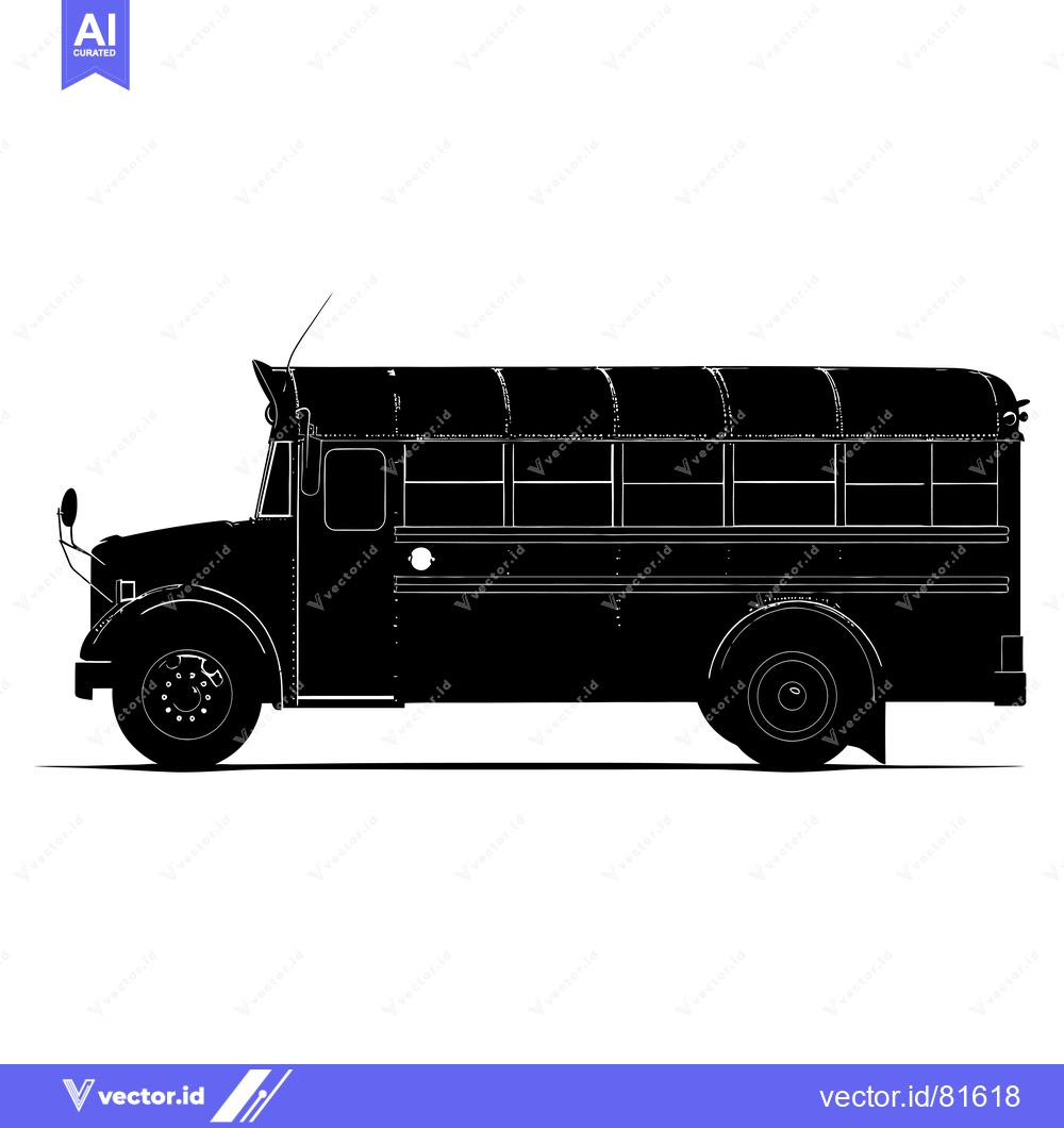 Premium Vector of Black and White Silhouette of a School Bus