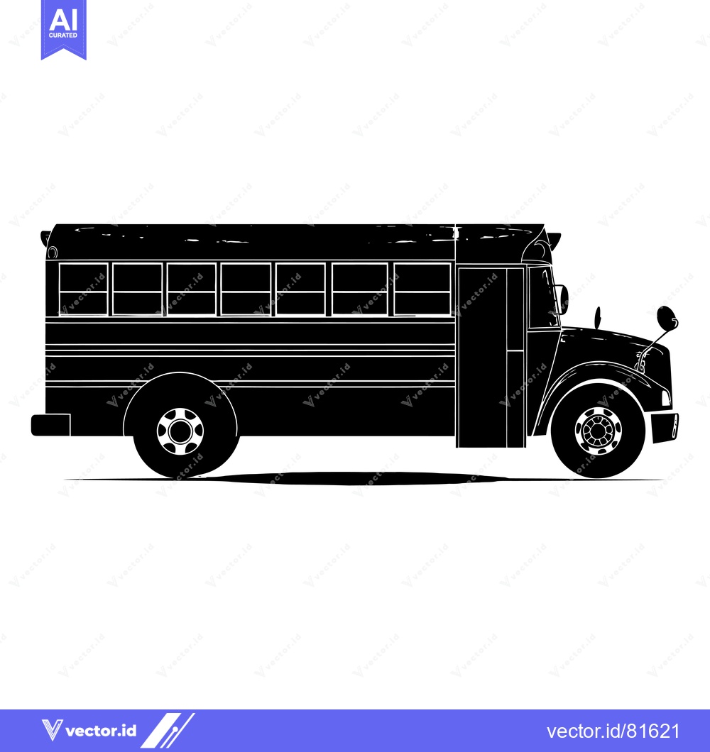 Premium Vector of Black and White Silhouette of a School Bus