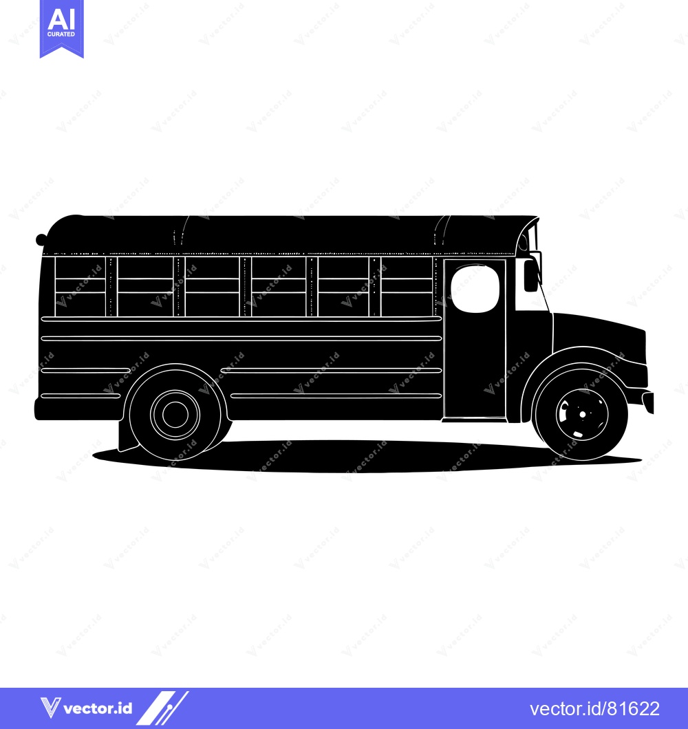 Premium Vector dari Black and White Silhouette of a School Bus