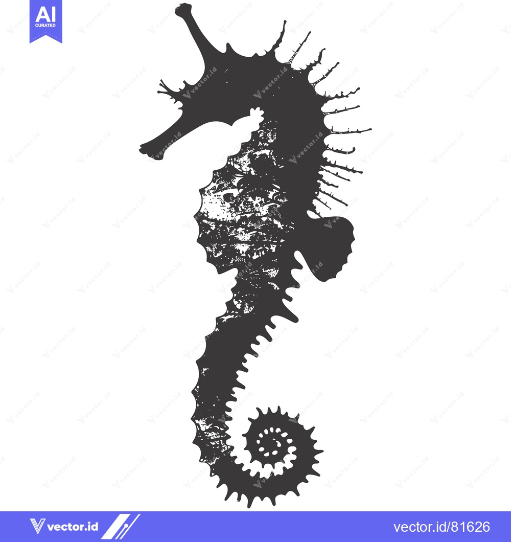 Premium Vector of A stylized black and white illustration of a seahorse