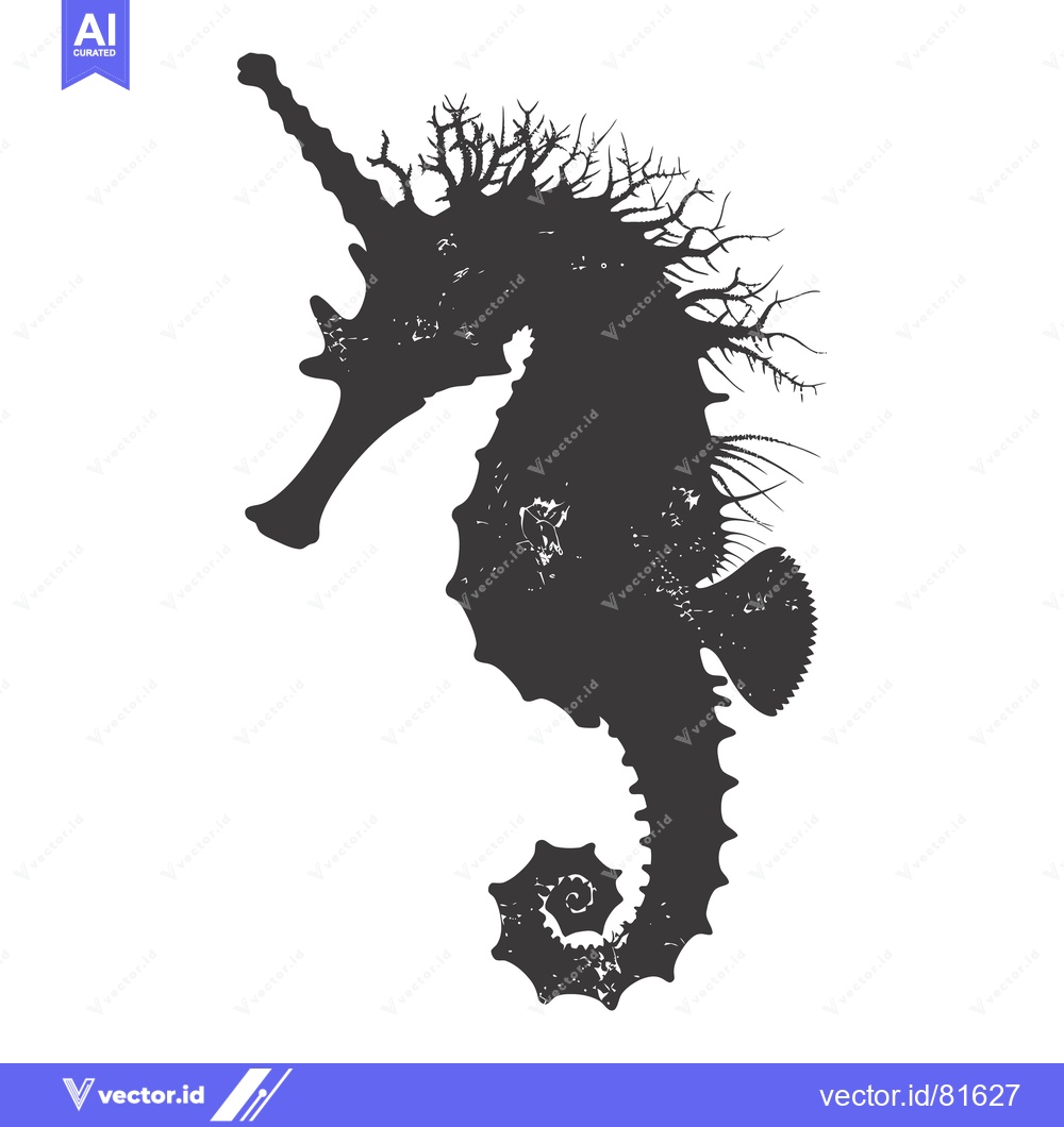 Premium Vector dari A silhouette of a seahorse with a detailed, textured body