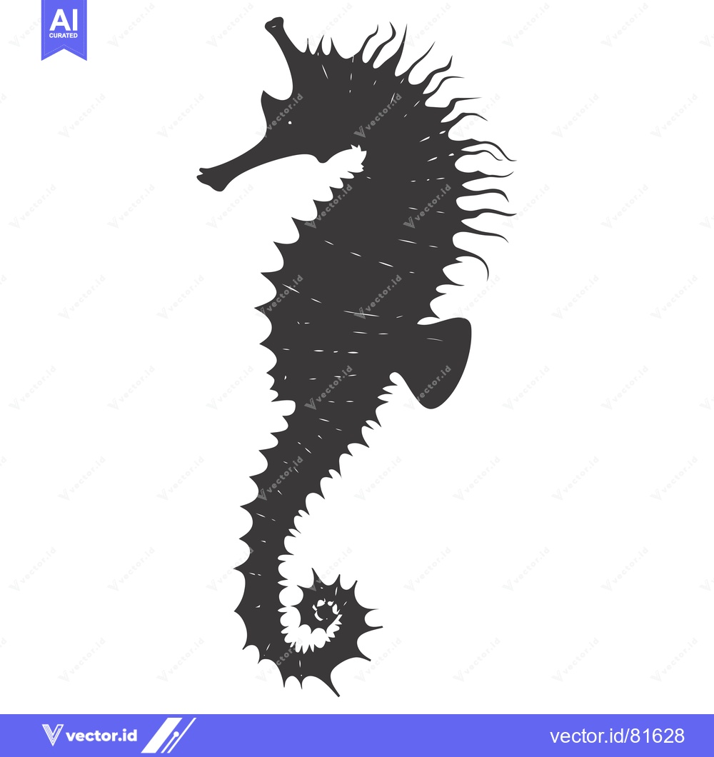 Premium Vector of A Black and White Silhouette of a Seahorse