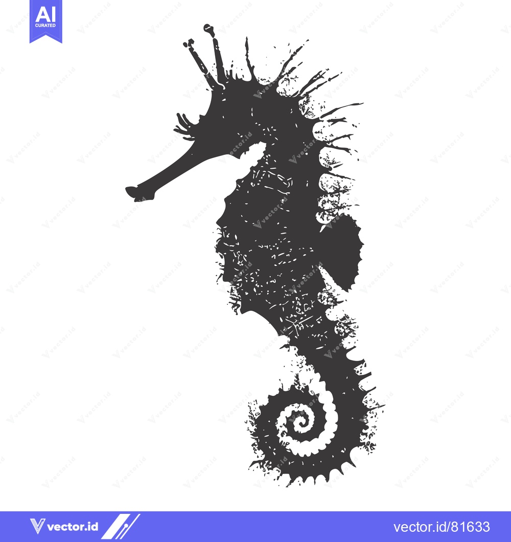Premium Vector dari Black and White Grunge-Style Seahorse Silhouette