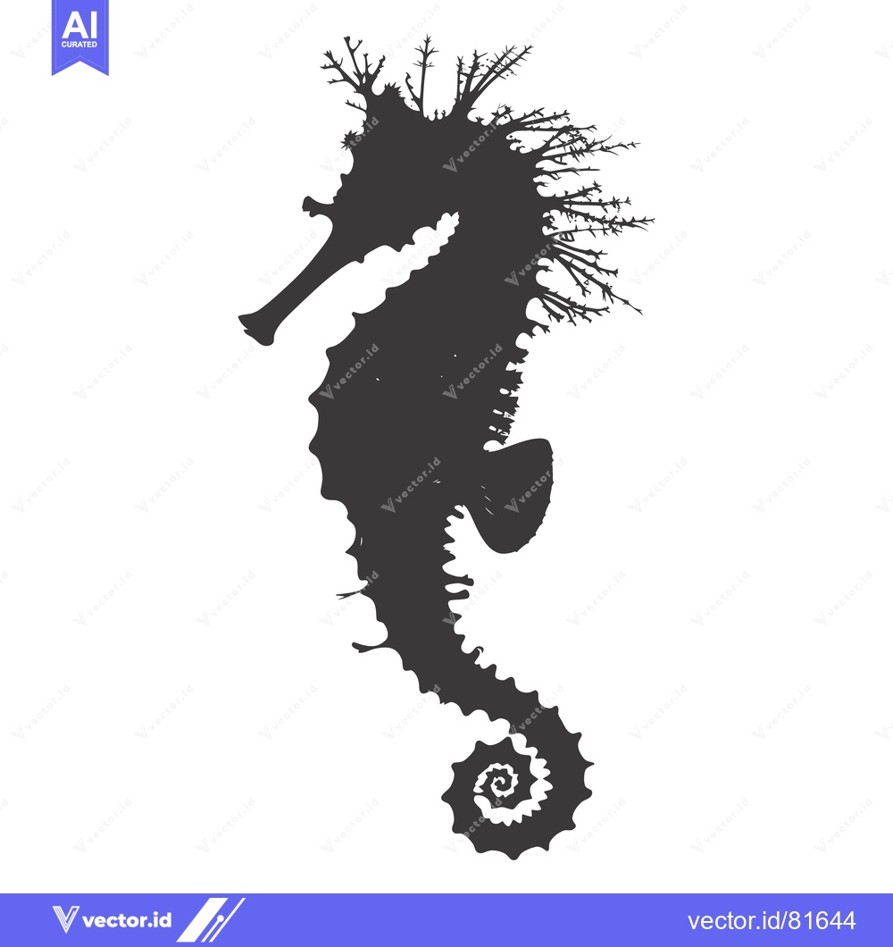 Premium Vector dari A Black Silhouette of a Seahorse With Elaborate Fin Detail