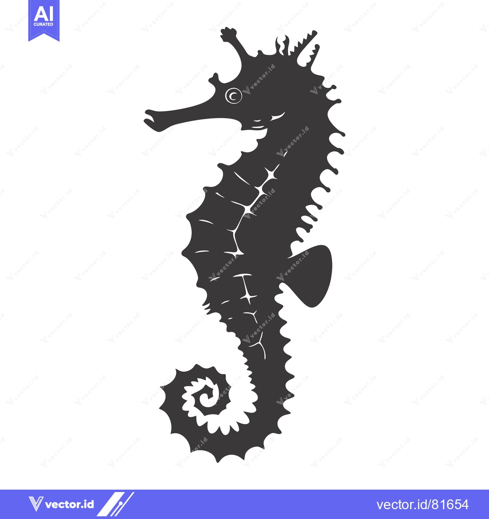 Premium Vector of Silhouette of a Seahorse with a Curved Tail