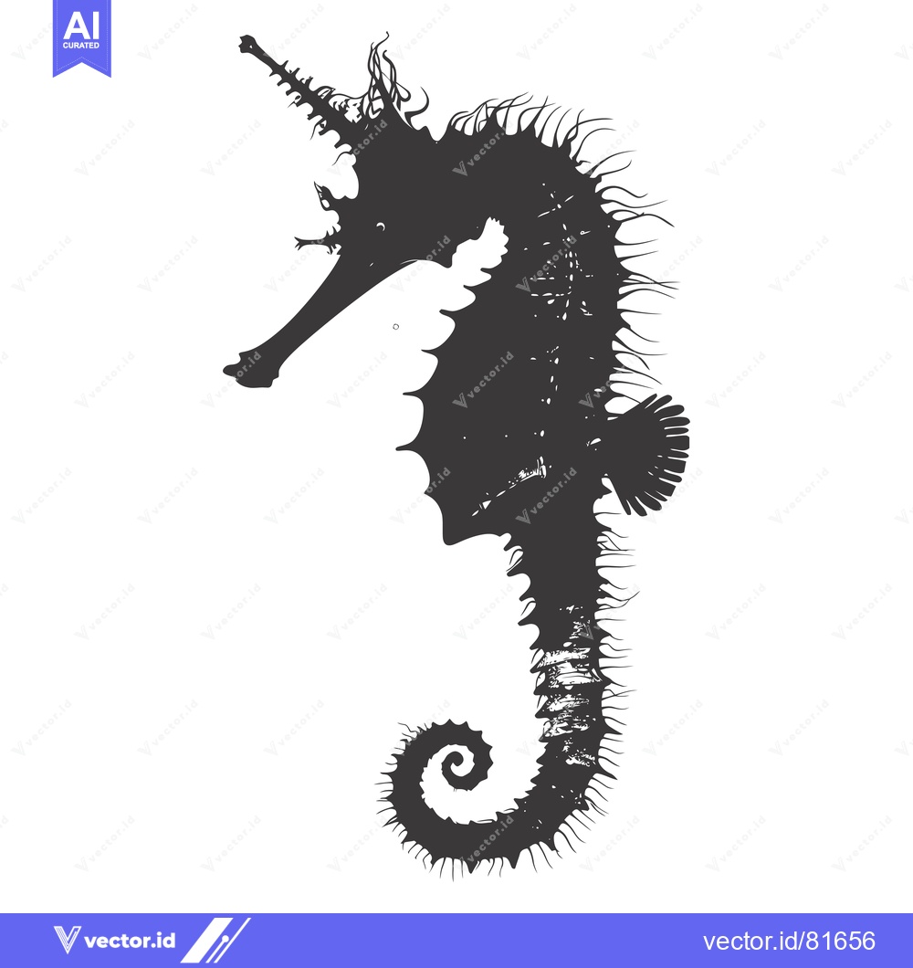 Premium Vector dari A Black and White Silhouette of a Seahorse