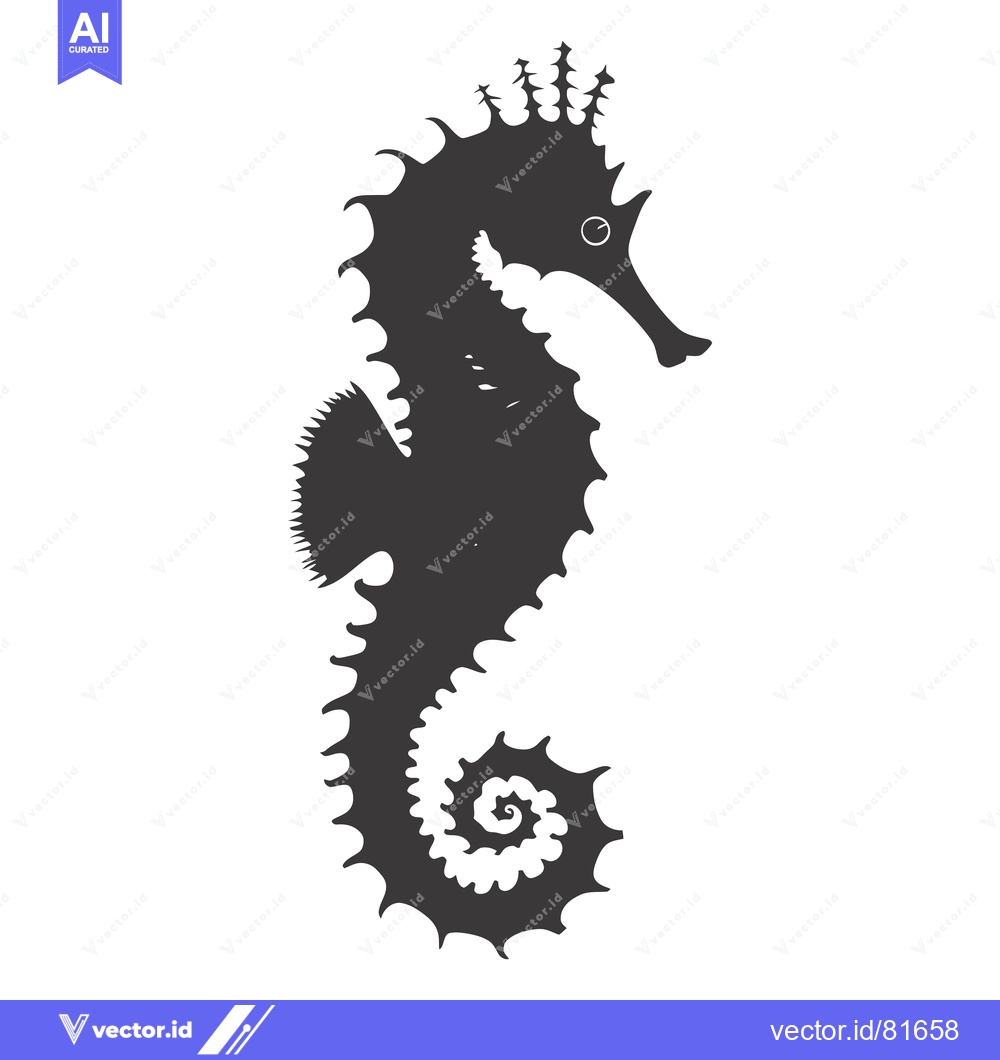 Premium Vector dari Silhouette of a Seahorse with a Spiky Crest and a Coiled Tail