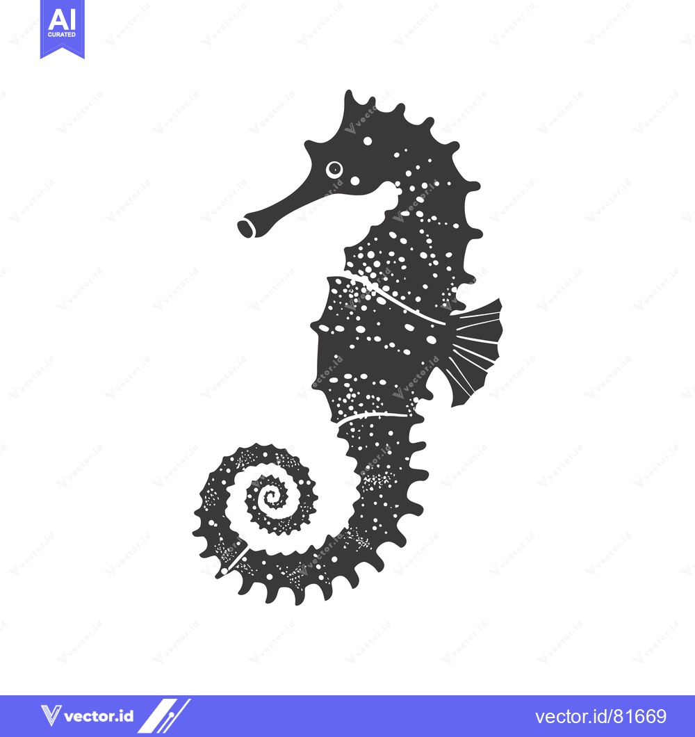 Premium Vector dari A Silhouette of a Seahorse with a Dotted Pattern