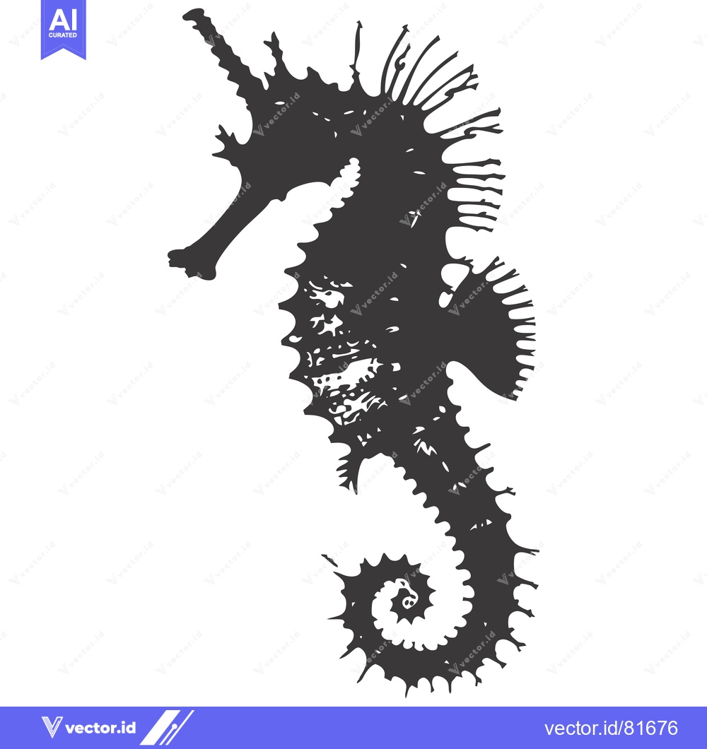Premium Vector dari A Black and White Illustration of a Seahorse with Spiky Fins