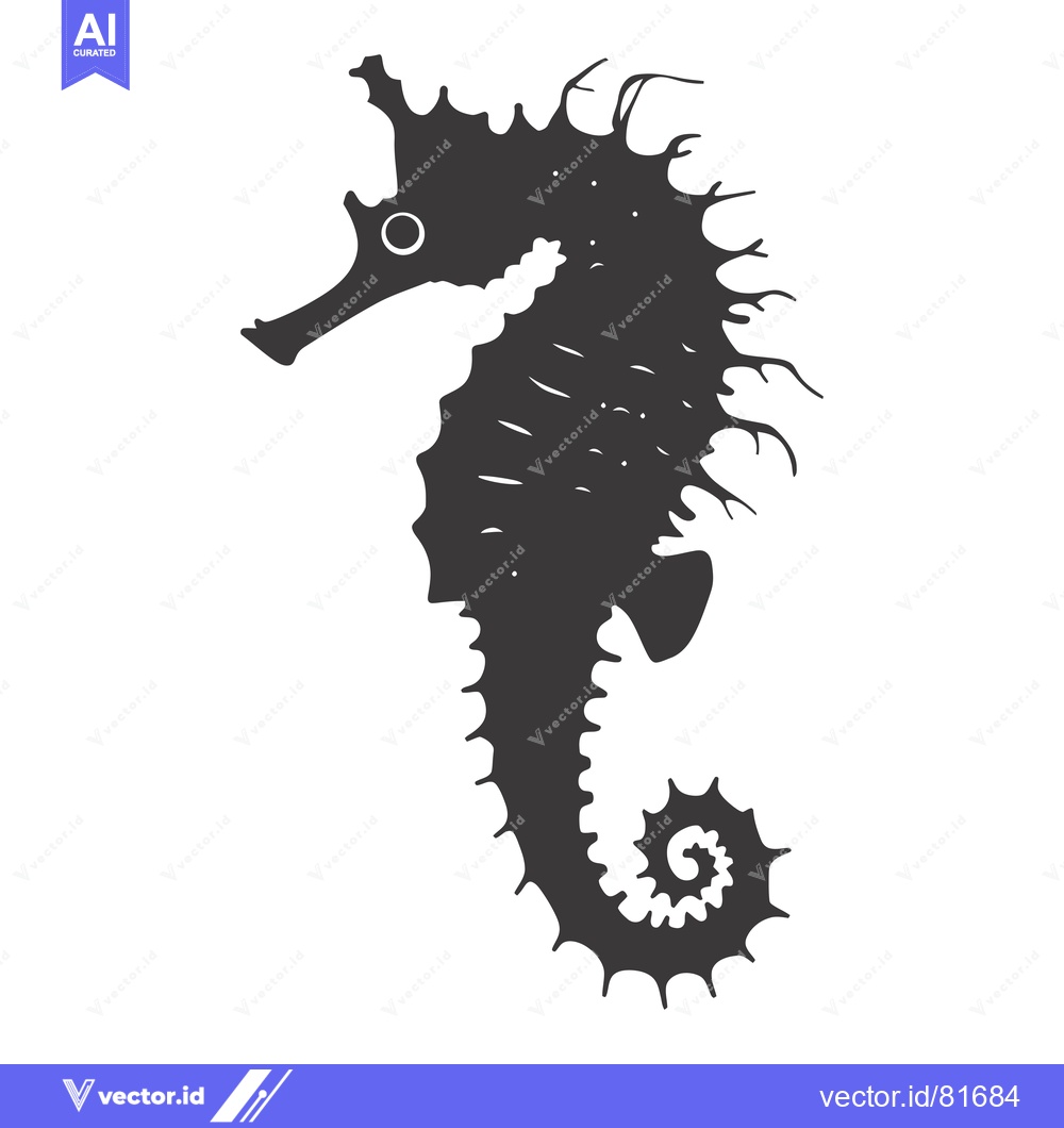 Premium Vector dari Black and White Silhouette of a Seahorse