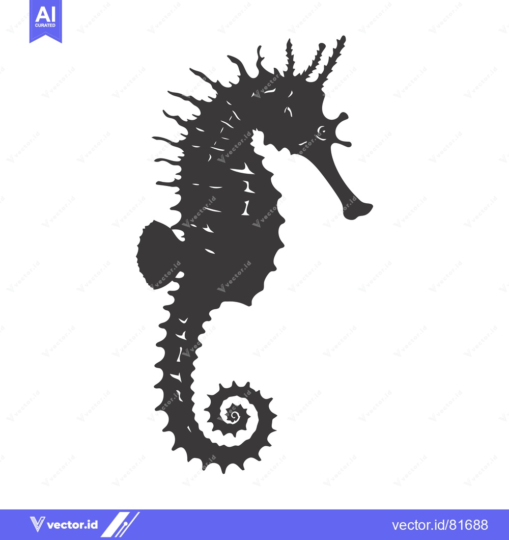 Premium Vector of Black and White Silhouette of a Seahorse