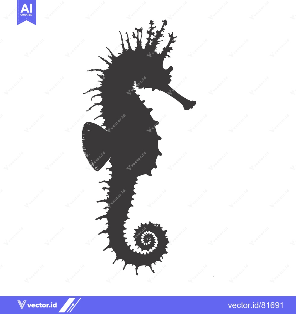 Premium Vector of A Detailed Silhouette of a Seahorse