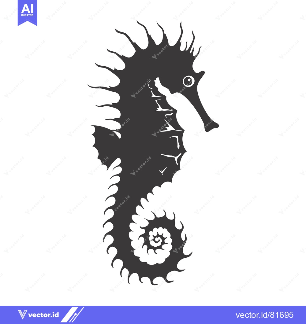 Premium Vector dari A Black and White Silhouette of a Seahorse