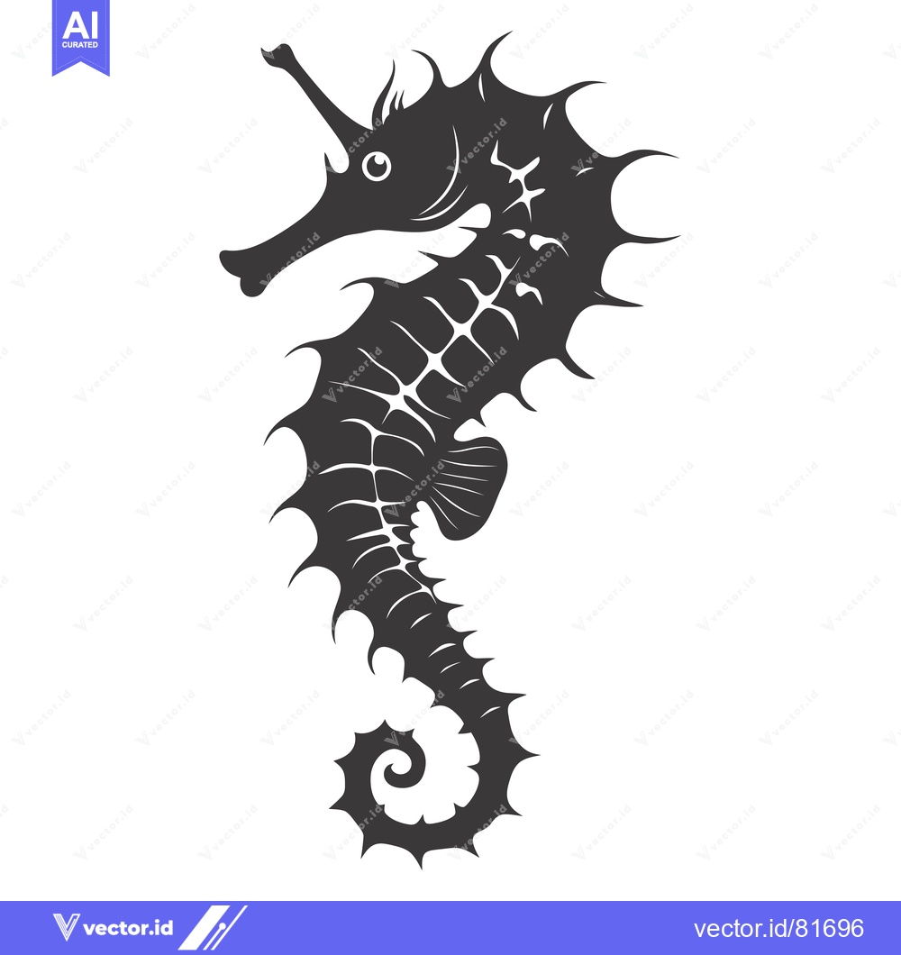 Premium Vector dari A Black and White Silhouette of a Seahorse