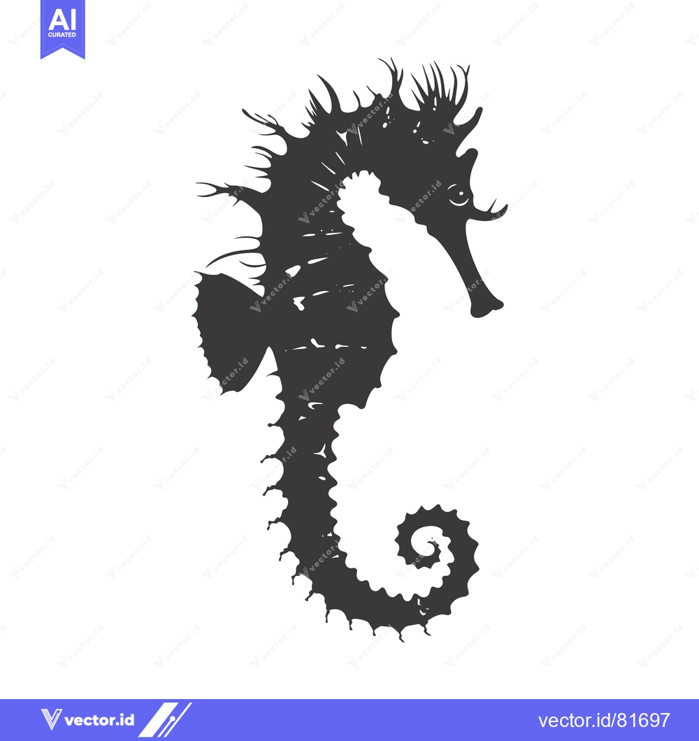 Premium Vector of Black and White Silhouette of a Seahorse