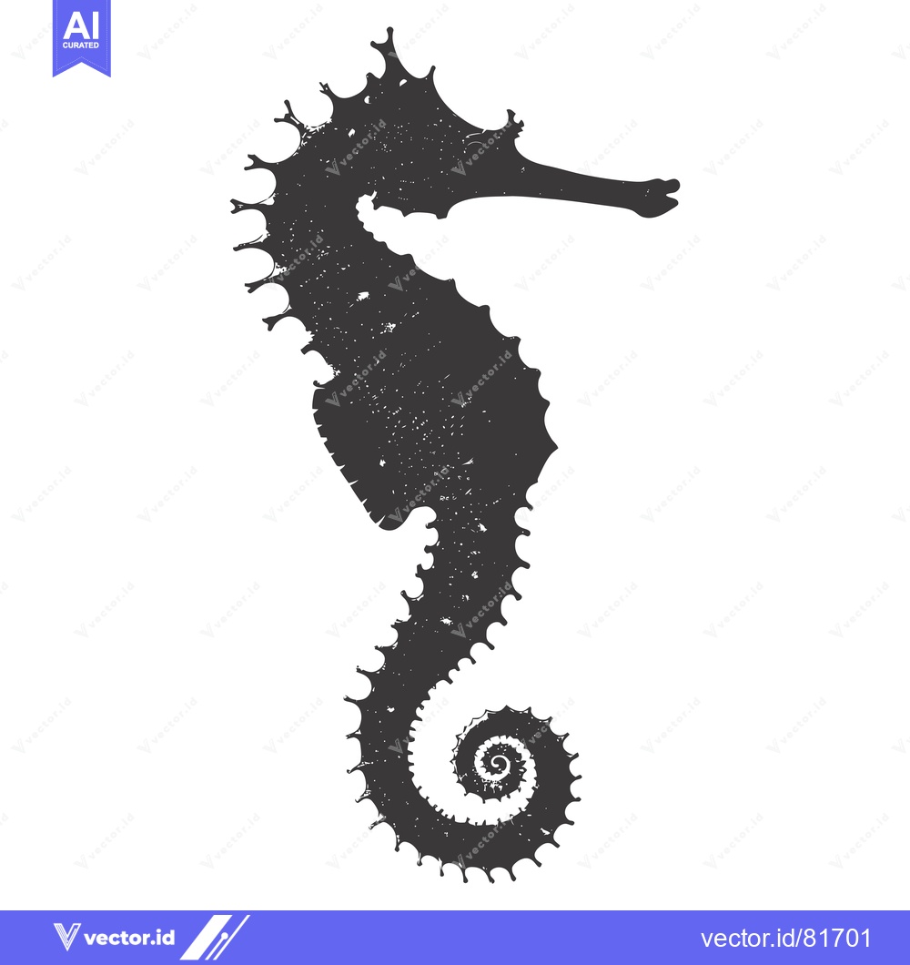Premium Vector of Distressed Black Silhouette of a Seahorse