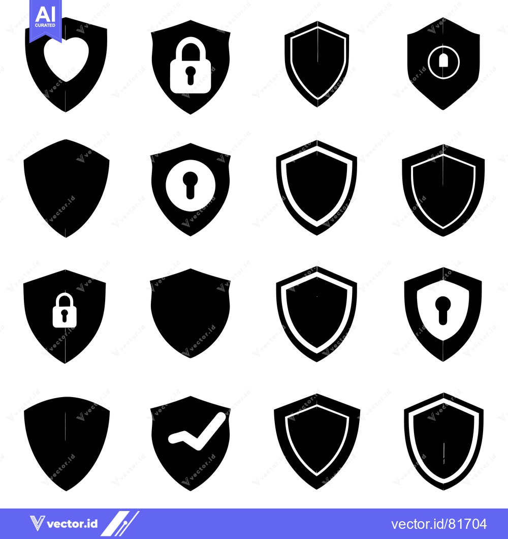 Premium Vector of Set of Black Shield Icons with Different Symbols
