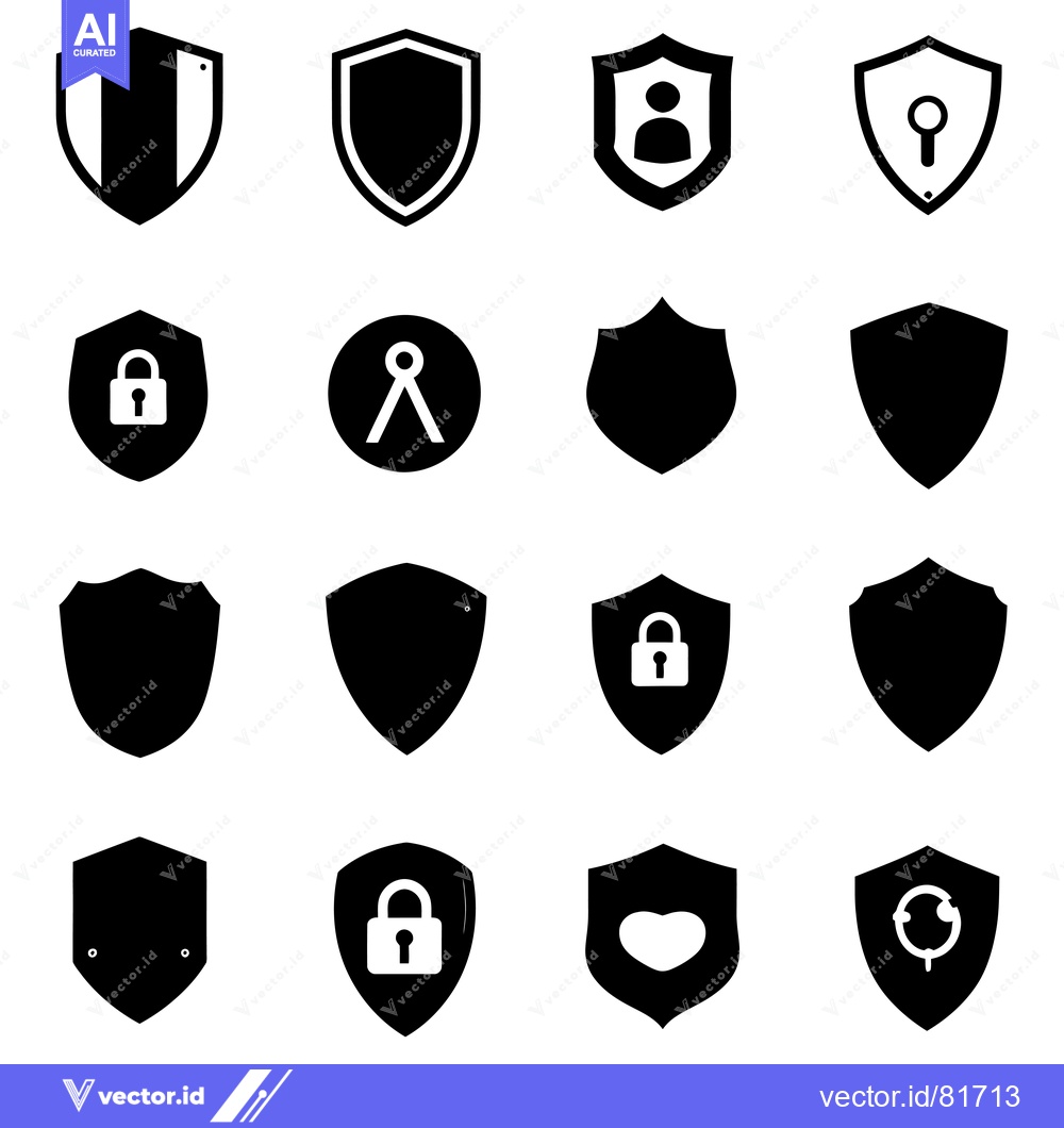 Premium Vector of Set of Shield Icons with Different Symbols for Protection and Security