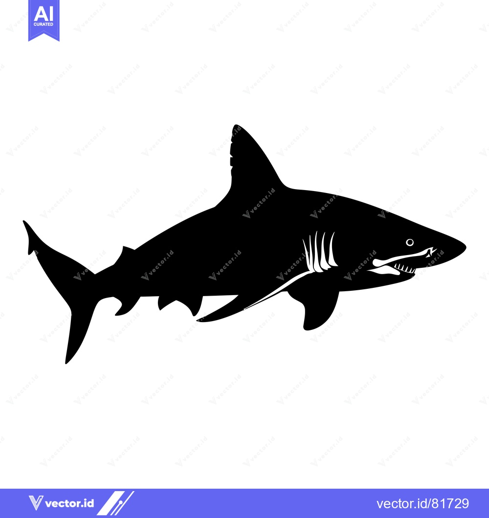 Premium Vector dari Black Silhouette of a Shark Swimming
